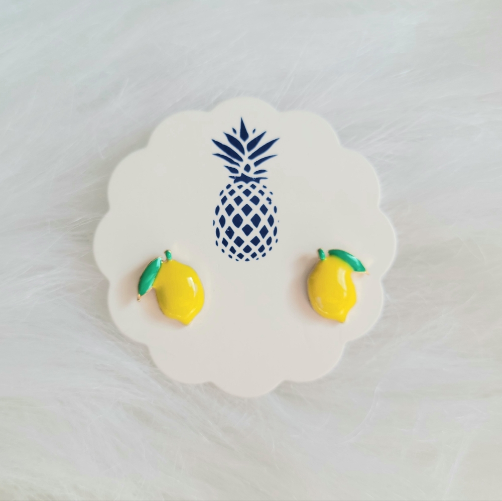 Lemon Enamel Stud Earrings